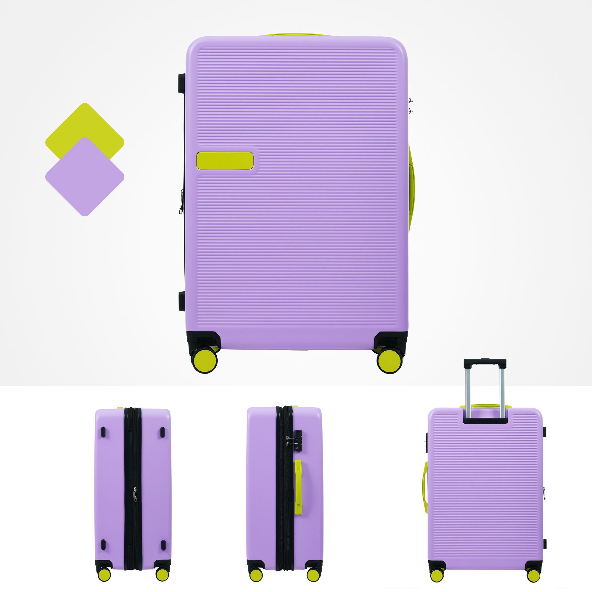 Hardshell Luggage Sets 3 Pieces Contrast Color Suitcase With Spinner Wheels And Tsa Lock 20" 24" 28" Available