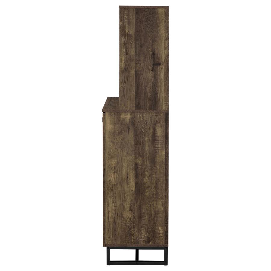 Mendoza - 2 Door Home Bar Cabinet Wine Storage - Rustic Oak by CoasterEveryday | Bel Furniture