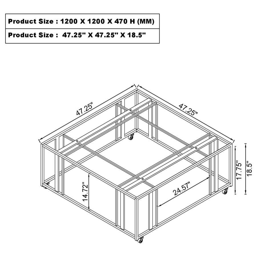 Adri - Square Glass Top Coffee Table With Casters