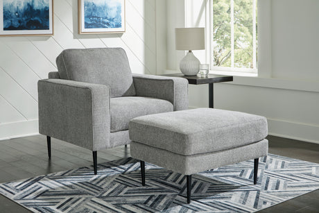 Hazela - Chair, Ottoman Dark Gray by Signature Design by Ashley® | Bel Furniture