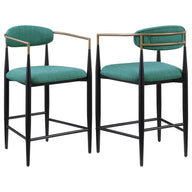 Tina - Metal Counter Height Bar Stool With Upholstered Back And Seat (Set of 2) Green by Coaster Fine Furniture | Bel Furniture
