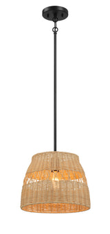 Essence - Single Lights Pendant With Shade - Black / Rattan by Ashcroft Furniture | Bel Furniture