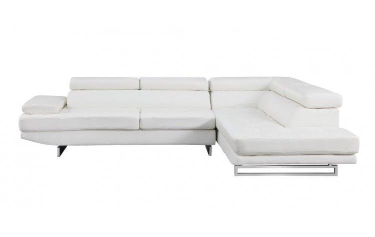 Leather L Shaped Two Piece Corner Sectional - White