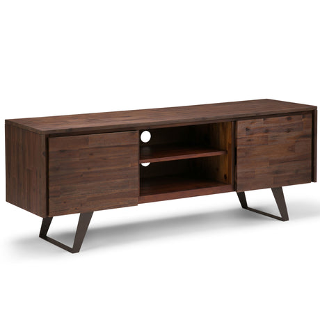 Lowry - TV Media Stand - Distressed Charcoal Brown by Simpli-Home | Bel Furniture