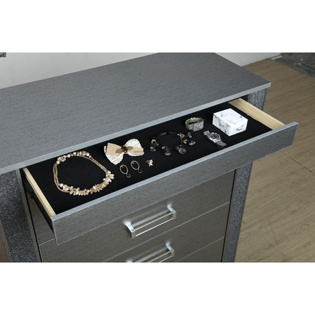 Lorenzo - Chest With Hidden Jewelry Compartment And Bar Handle - Silver - view 4