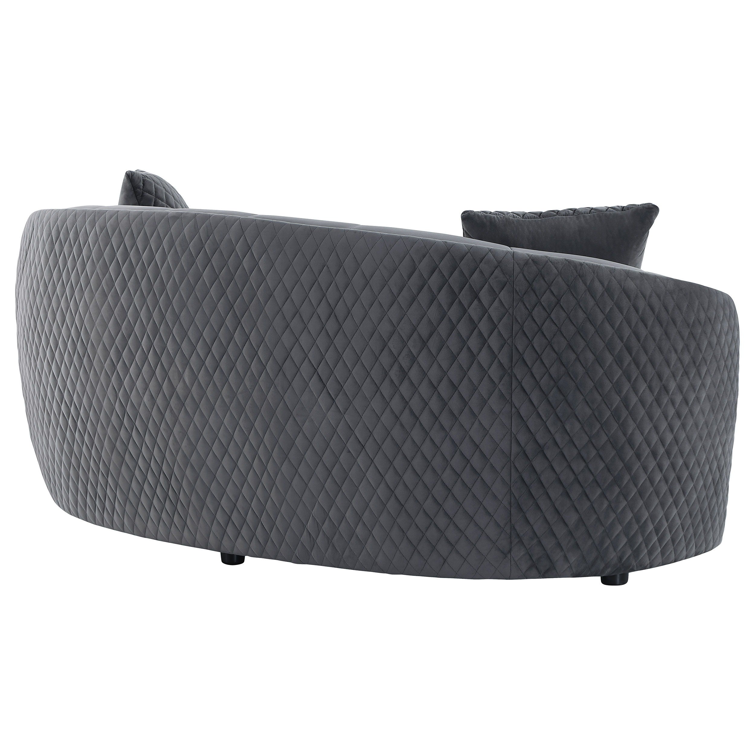 Brookside - Velvet Upholstered Curved Loveseat - Dark Gray