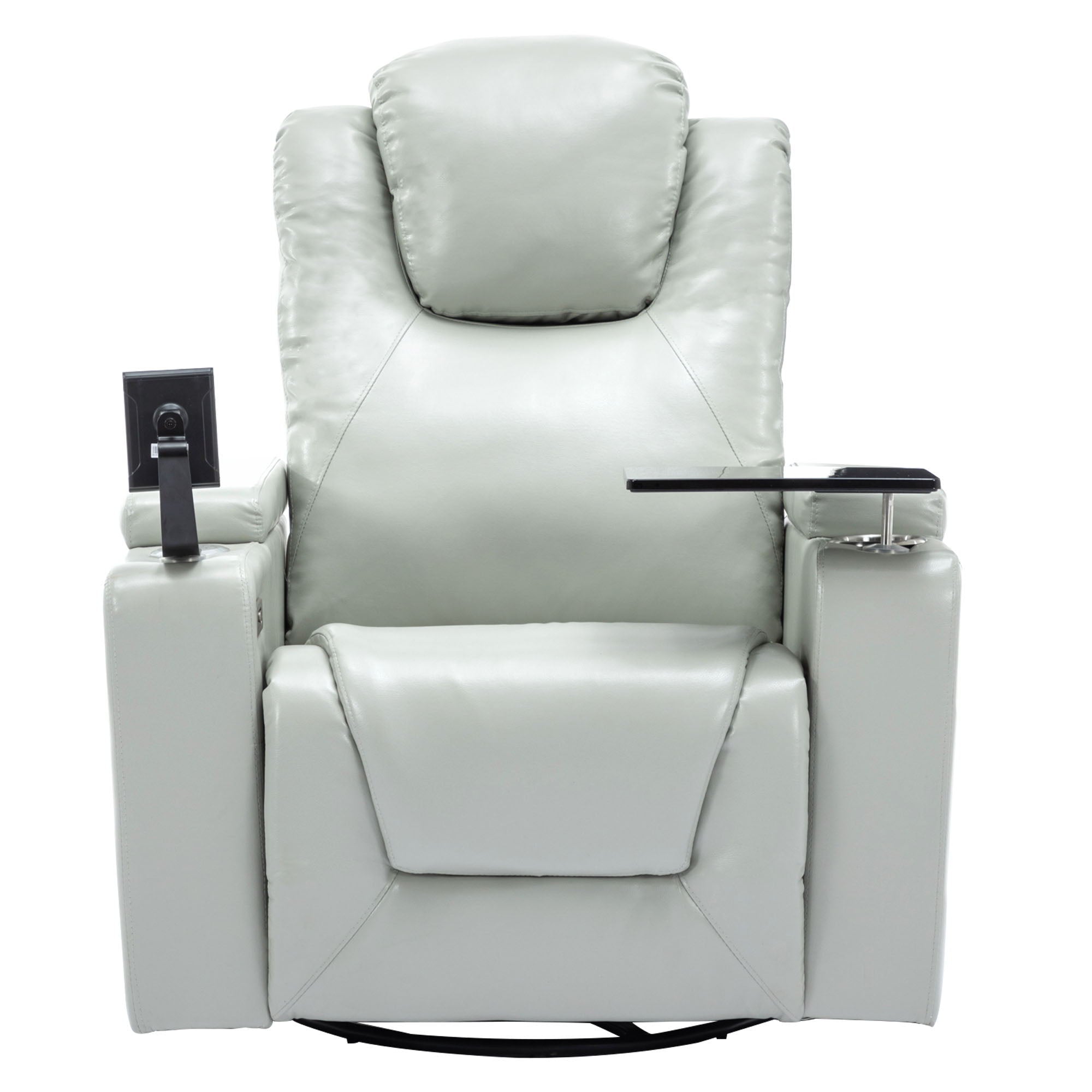 270° Swivel Power Recliner Individual Seat Home Theater Recliner With Surround Sound, Cup Holder, Removable Tray Table, Hidden Arm Storage For Living Room