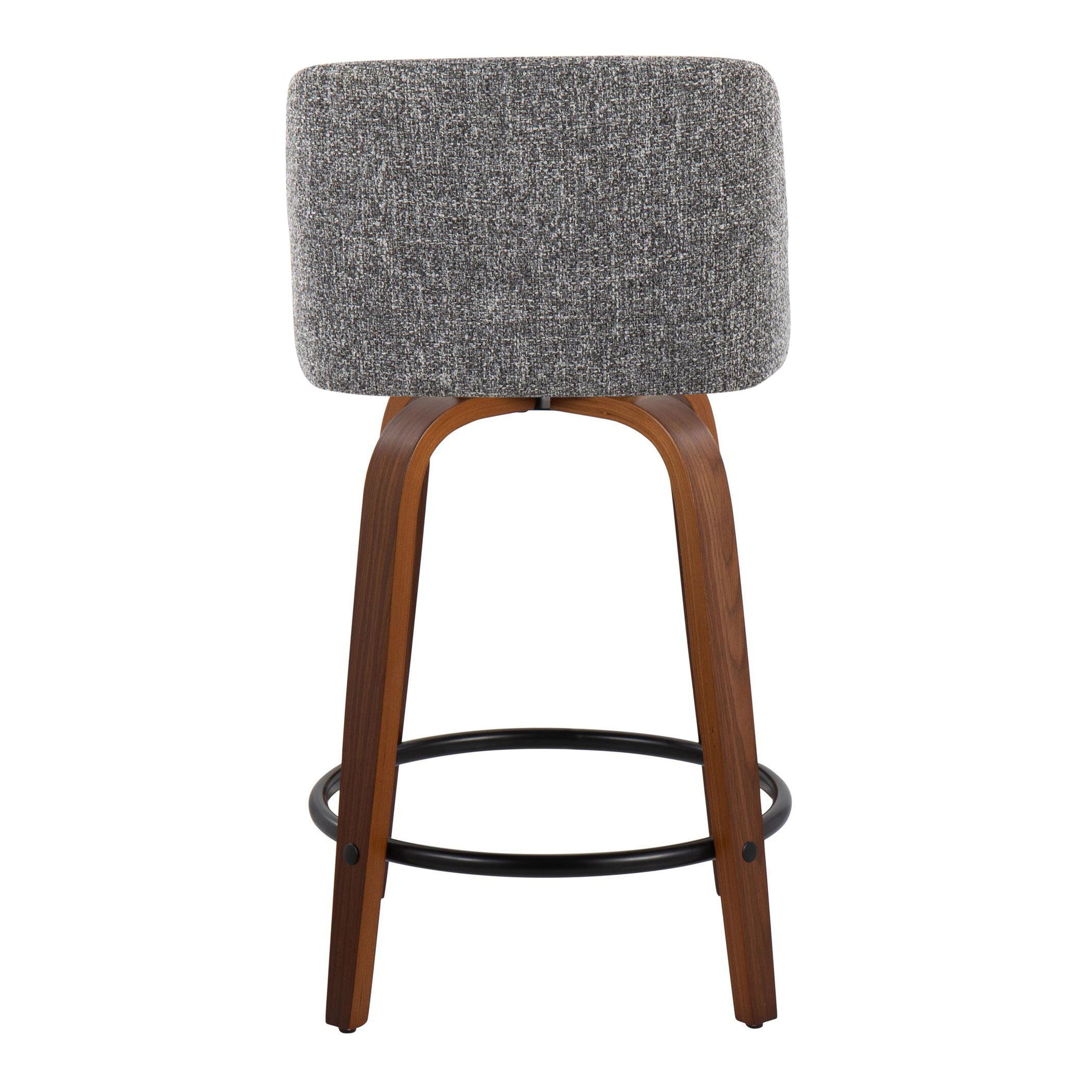 Toriano - Mid Century Modern, Fixed Height Counter Stool & Swivel And Round Footrest (Set of 2)