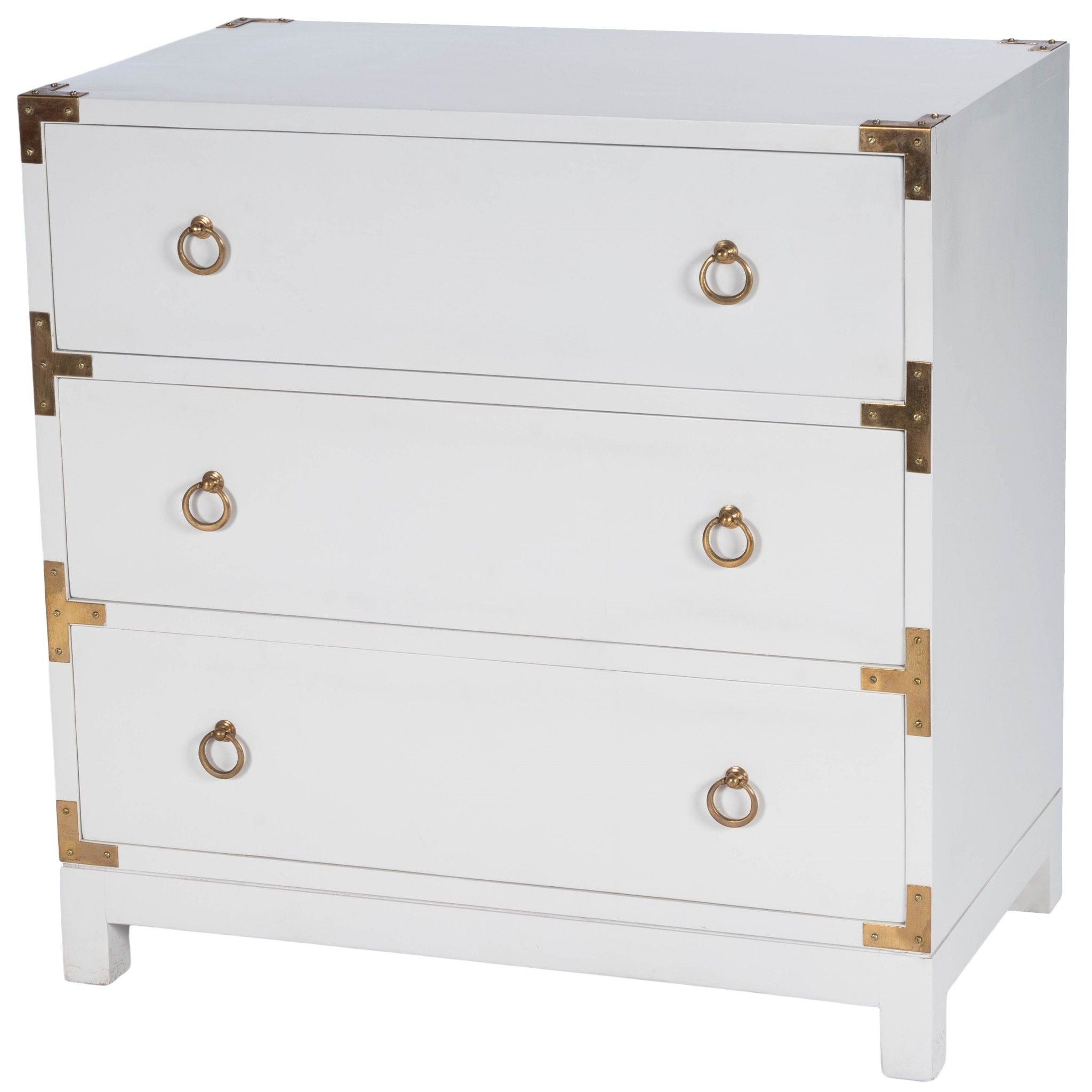 Solid Wood Three Drawer Dresser - White