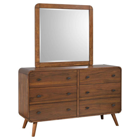 Robyn - 6-Drawer Bedroom Dresser And Mirror Dark Brown by CoasterEssence | Bel Furniture
