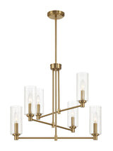 Timeless - 6 Lights Chandelier With Clear Ribbed Satin - Antique Brass / Clear / Gold by Ashcroft Furniture | Bel Furniture