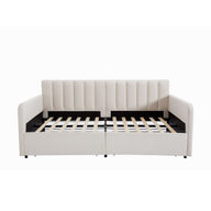 Flora - Upholstered Daybed With 2 Drawers Ribbed Tufted Backrest in Lavish Modern Design
