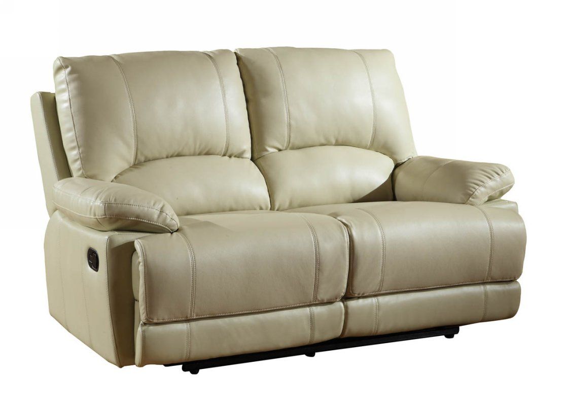 Faux Leather Manual Reclining Love Seat - Beige