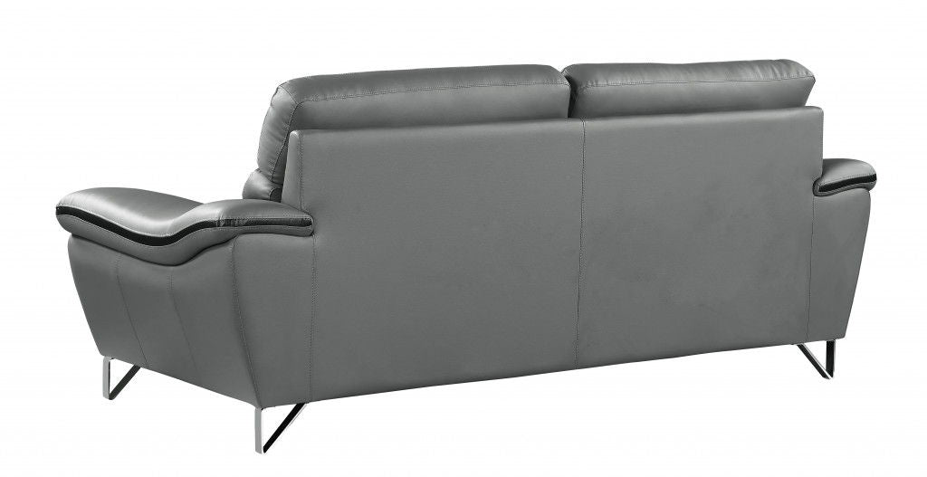 Faux Leather Love Seat - Silver / Gray