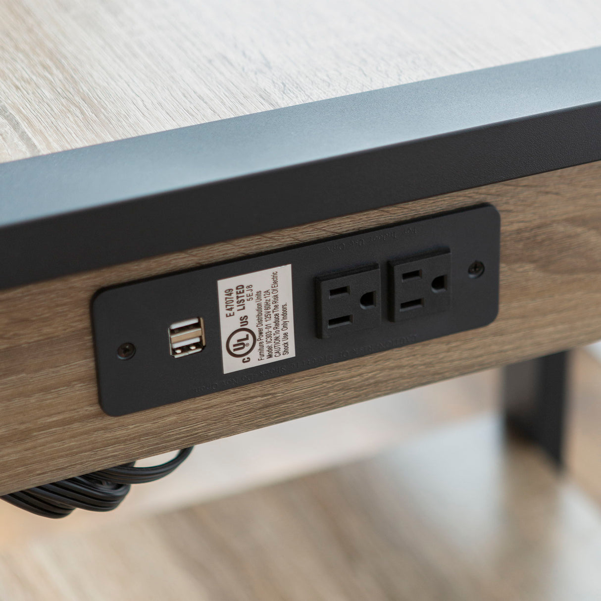 Modern Computer Desk With USB Ports - Driftwood by Walker Edison | Bel Furniture