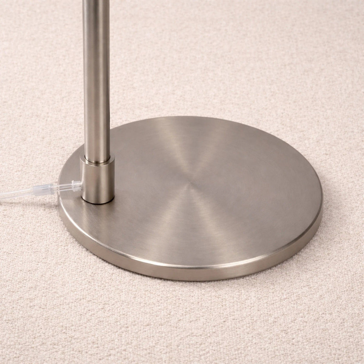 Serene - Floor Lamp With Rotary Switch Base Linen Shade - Brushed Nickel / White