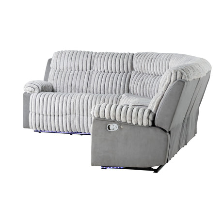 Bruni - Sectional Sofa With LED Lighting And Manual Recline - Gray - view 4