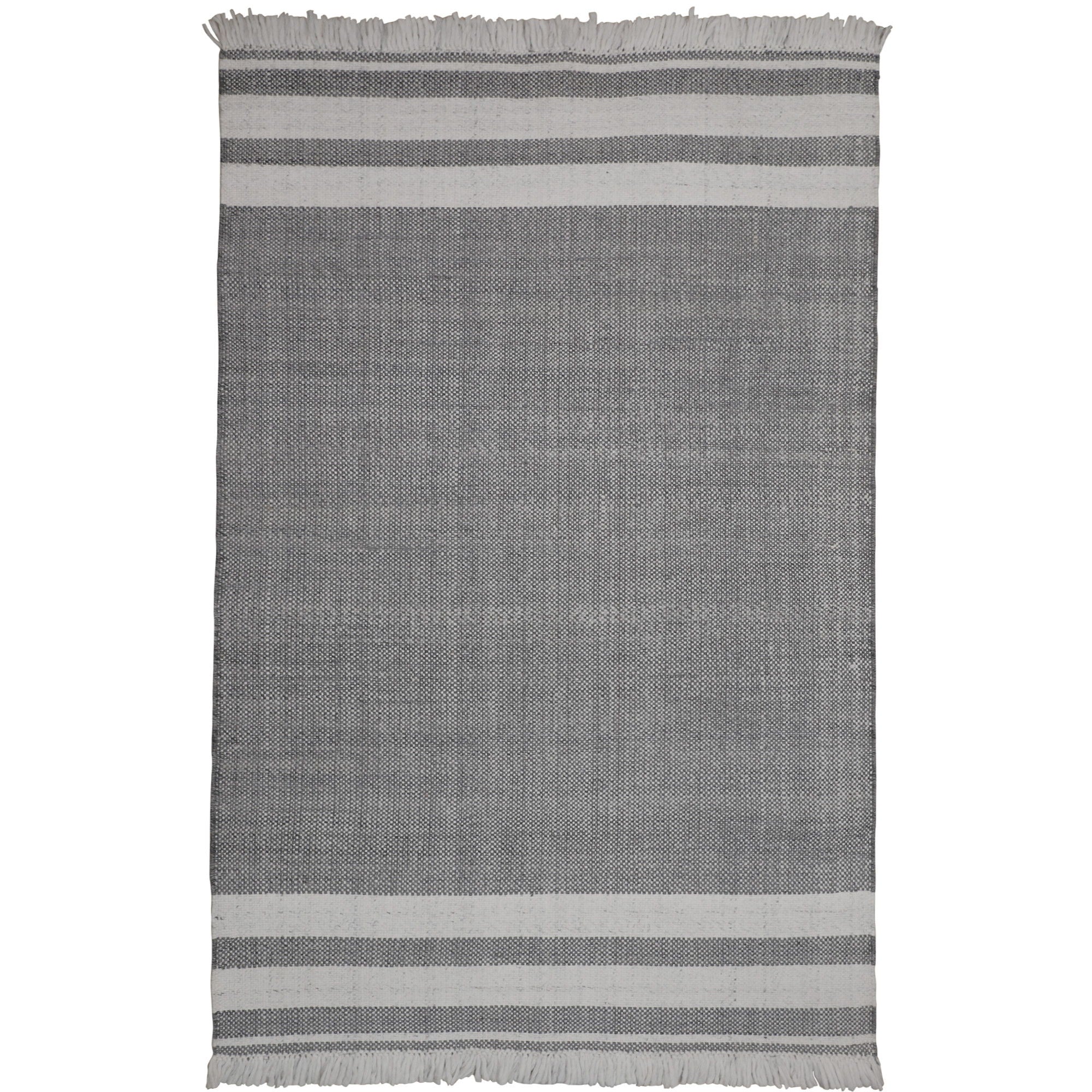 5' X 7' Striped Handmade Stain Resistant Non Skid Outdoor / Indoor Area Rug - Gray