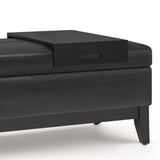 Oregon - Storage Ottoman Bench With Tray - Distressed Black by Simpli-Home | Bel Furniture