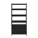 Transitional Wide Reeded Bookshelf With Drawers On Bottom