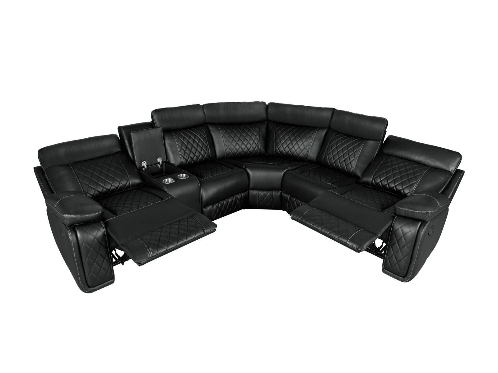 Home Theater Seating Manual Recliner With Cup Holder, Hide - Away Storage PU Reclining Sofa For Living Room, Home Theater