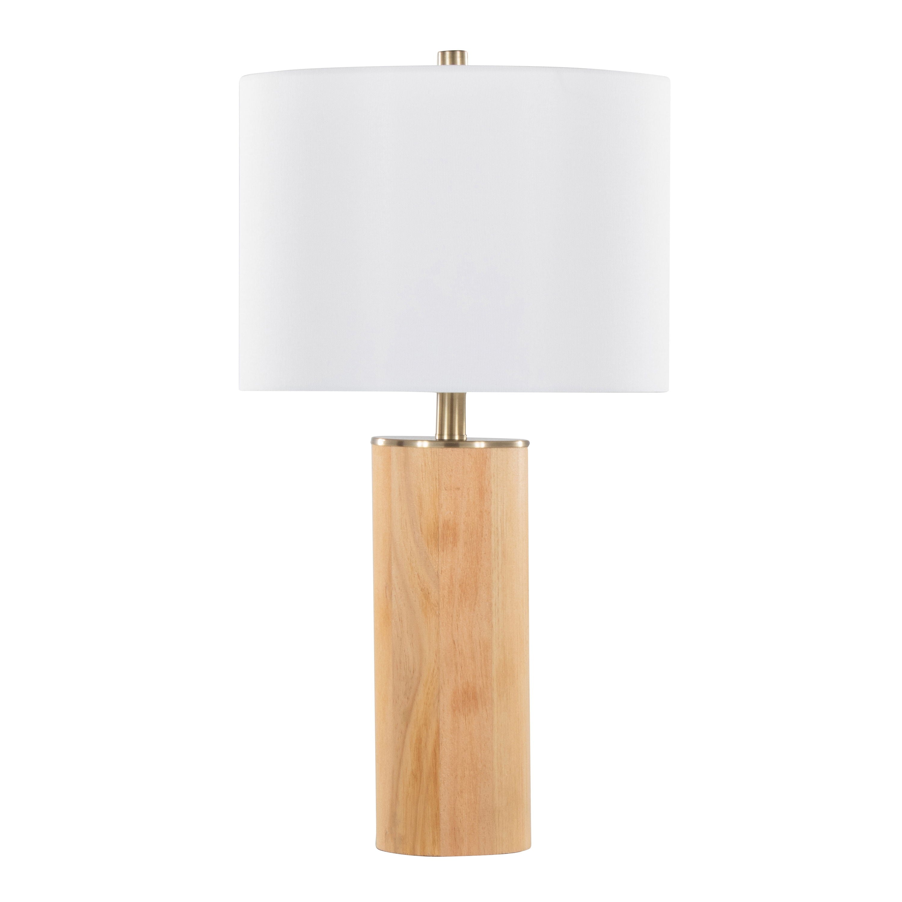 Cylinder - Ash Contemporary Table Lamp - Ash / Antique Brass / White