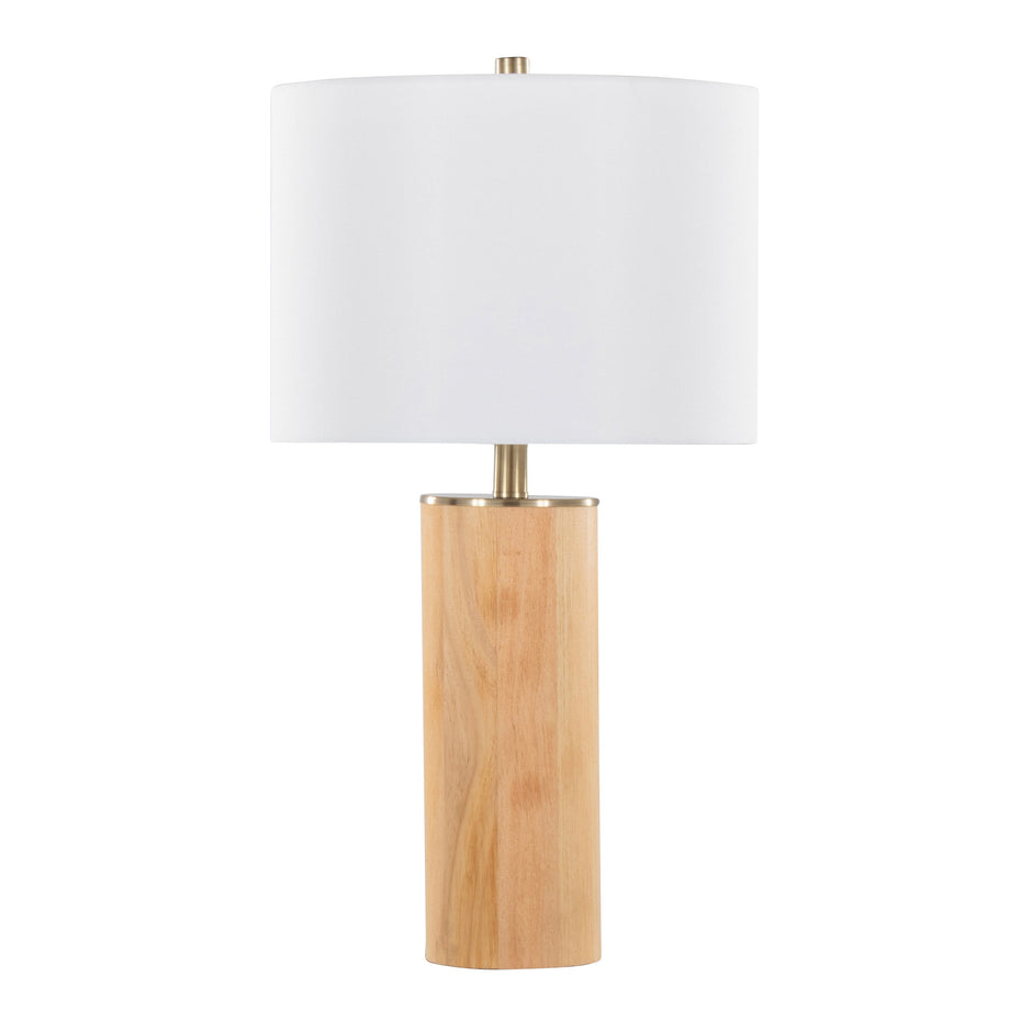 Cylinder - Ash Contemporary Table Lamp - Ash / Antique Brass / White