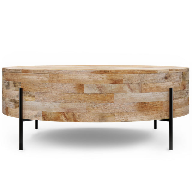 Rayburn - Drum Coffee Table - Natural by Simpli-Home | Bel Furniture