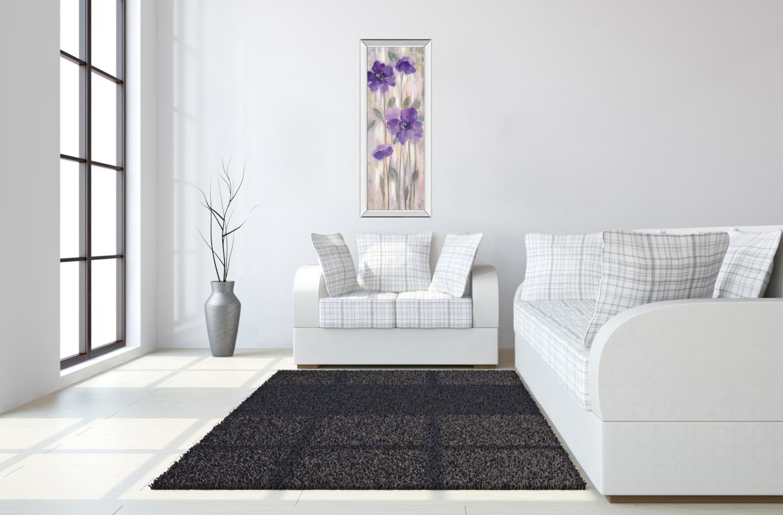 Spring Floral I By Silvia Vassileva - Mirrored Frame Wall Art - Purple