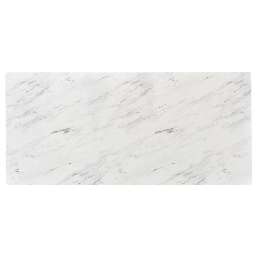 Mayer - Rectangular Faux Marble Dining Table - White