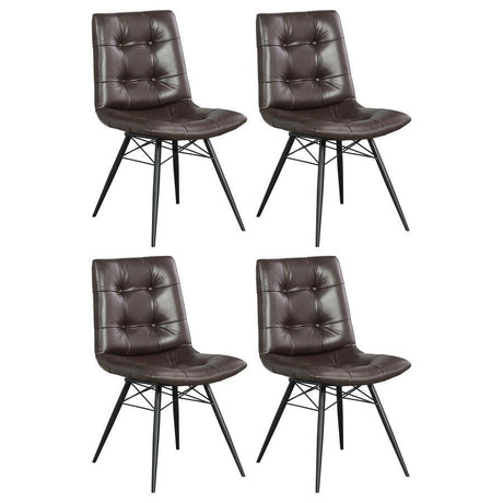 Aiken - Upholstered Dining Side Chair (Set of 4) Dark Brown by CoasterEssence | Bel Furniture