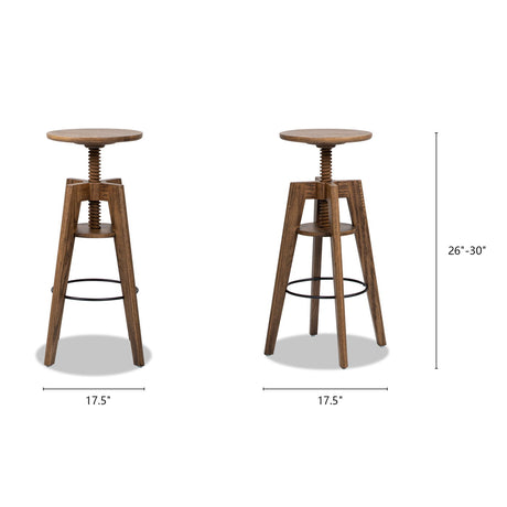 Spencer - Minimalist Oak Adjustable Bar Counter Stool - Walnut Brown Oak by Jennifer Taylor Home | Bel Furniture