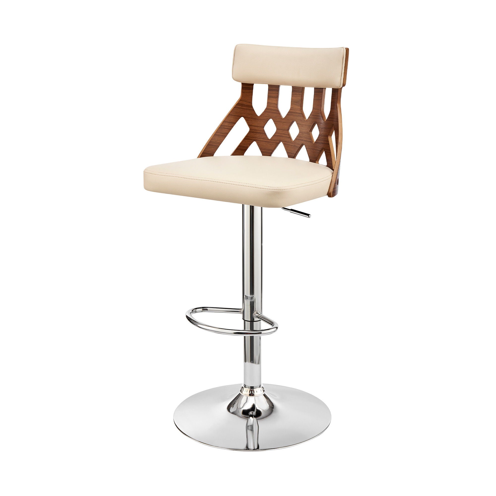 45" Swivel Adjustable Height Bar Chair - Cream / Silver