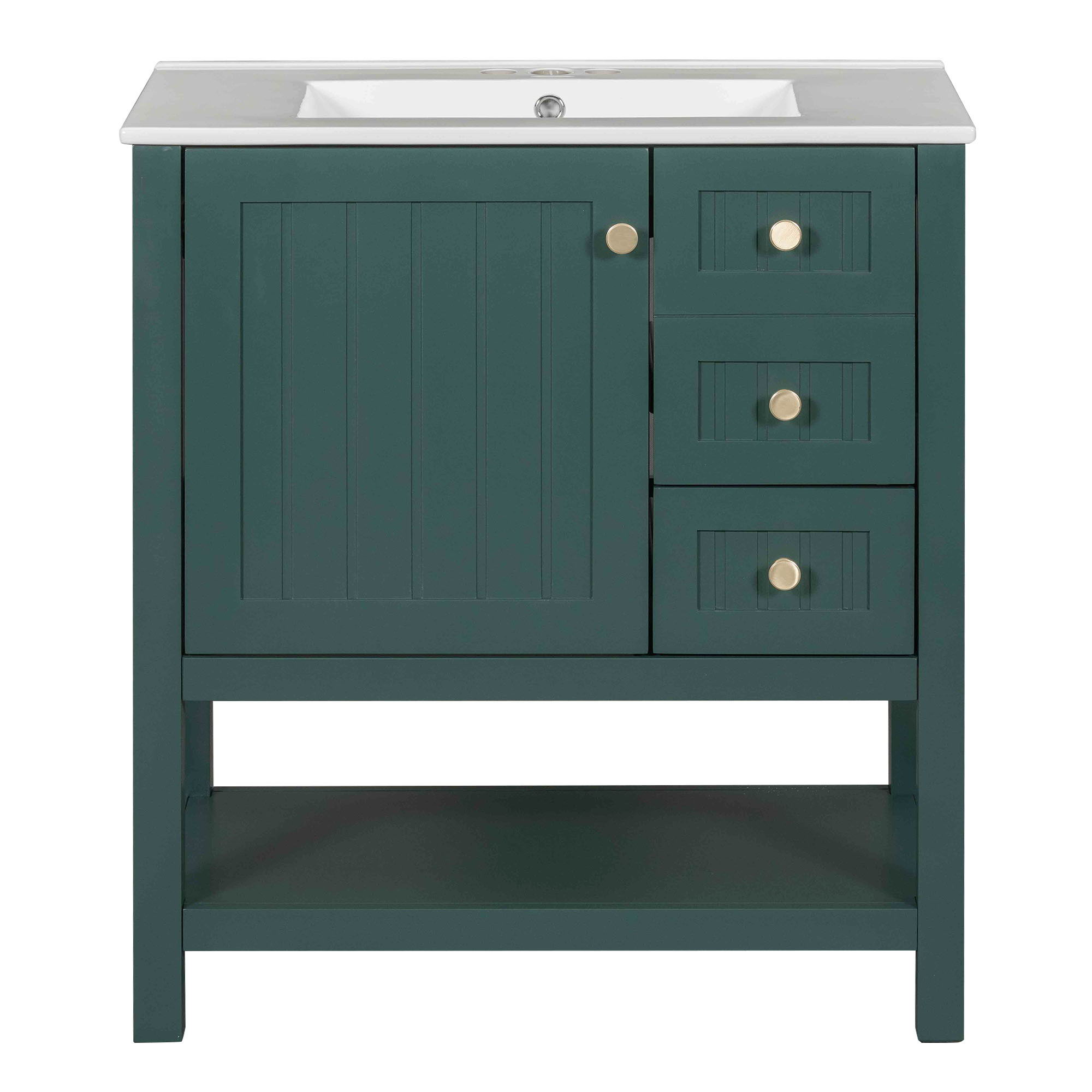 Transitional Style Bathroom Vanity Cabinet Combo With Ceramic Sink