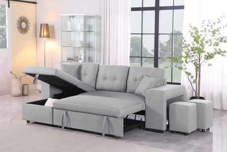 Daniel - Upholstered Reversible Sectional With Pull Out Loveseat Gray by Cynthia's Furniture | Bel Furniture