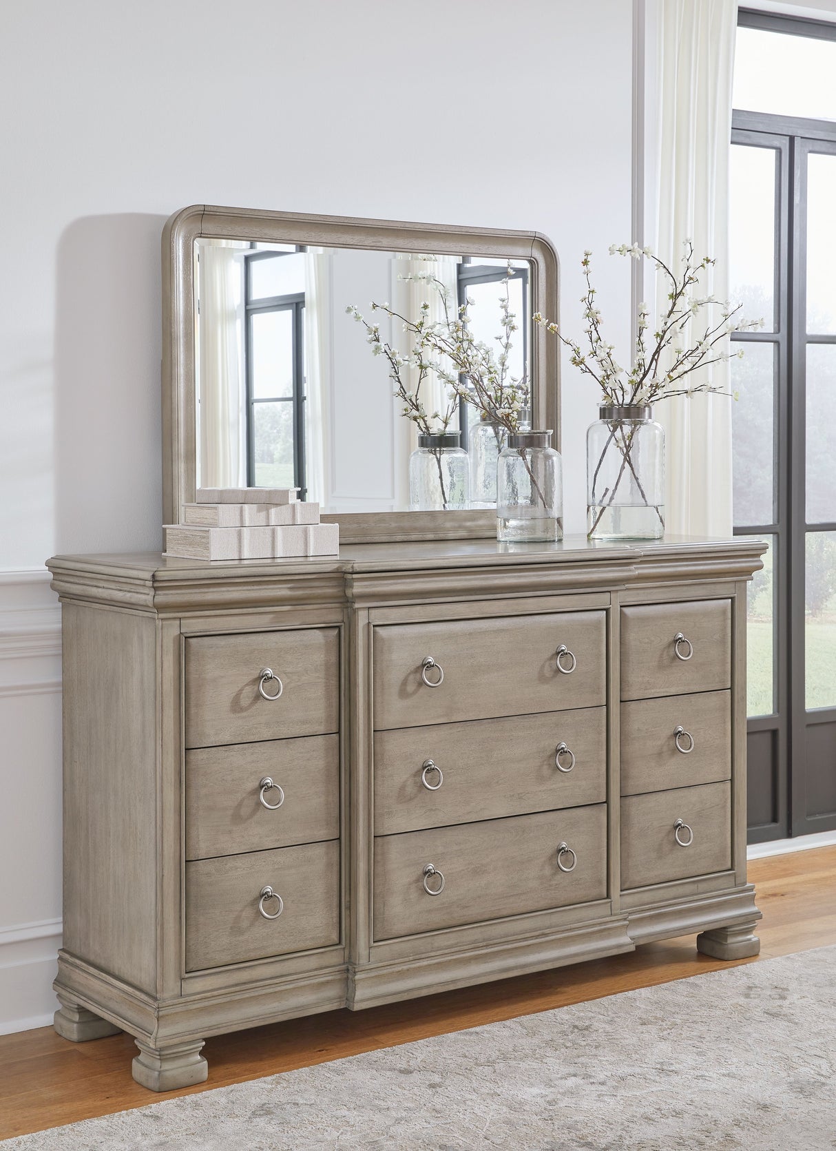 Lexorne - Gray - Dresser And Mirror by Signature Design by Ashley® | Bel Furniture