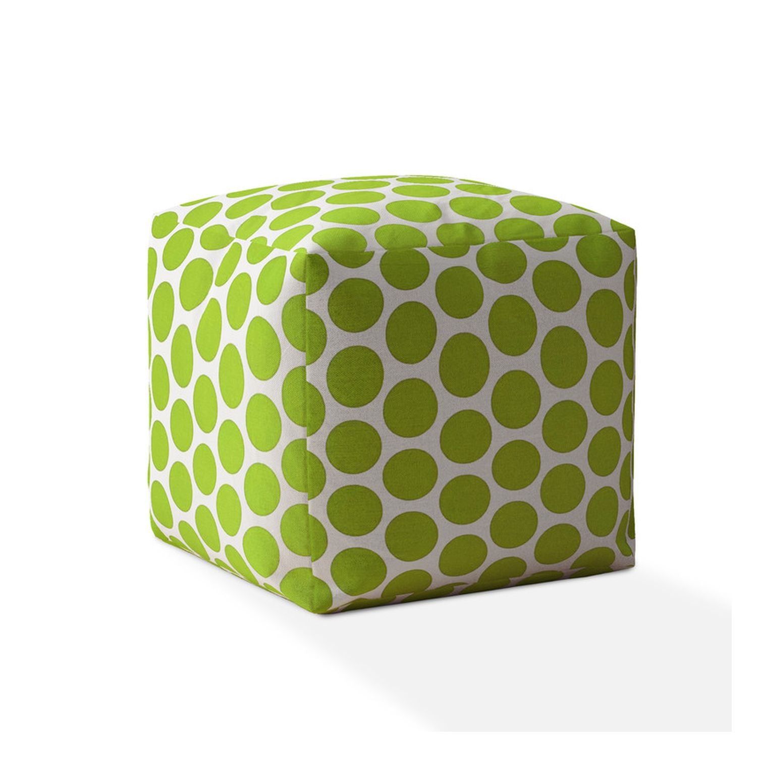 Cotton Polka Dots Pouf Ottoman - Green / White