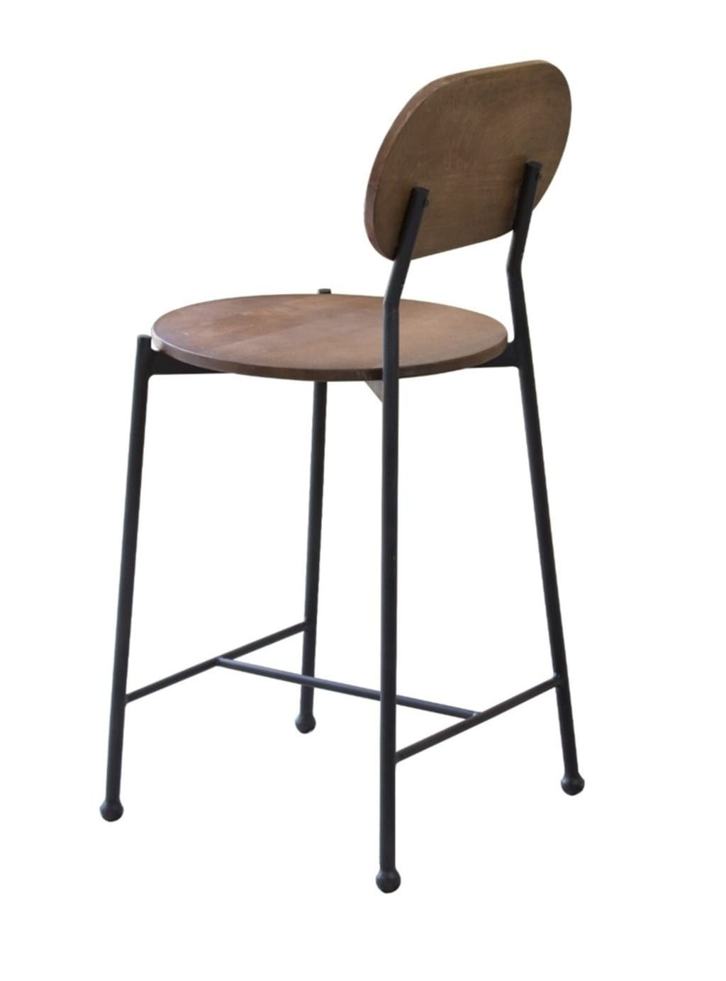 Iron Low Back Bar Height Bar Chair - Brown / Black