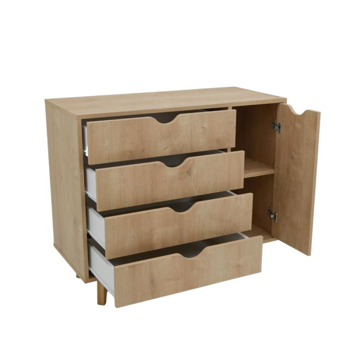 Solid Wood Four Drawer Combo Dresser - Natural