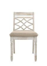 Havanna - 5 Piece Wide Round Dining Table With Off White Chairs (Set of 5) - Vintage Walnut