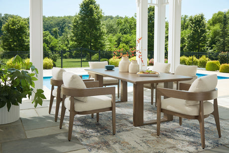 Serene Bay - Outdoor Dining Set Dark Brown 7 Pc. Dining Table, 6 Arm Chairs by Signature Design by Ashley® | Bel Furniture