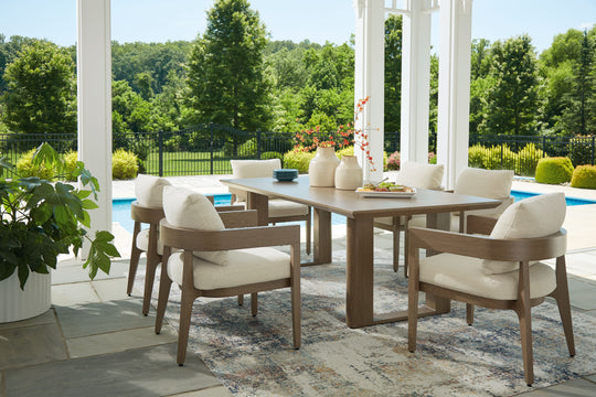 Serene Bay - Outdoor Dining Set Dark Brown 7 Pc. Dining Table, 6 Arm Chairs by Signature Design by Ashley® | Bel Furniture