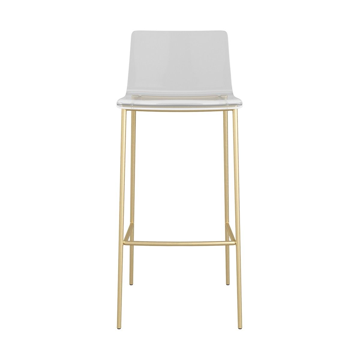 Plastic Low Back Bar Height Bar Chairs (Set of 2) - Clear / Gold