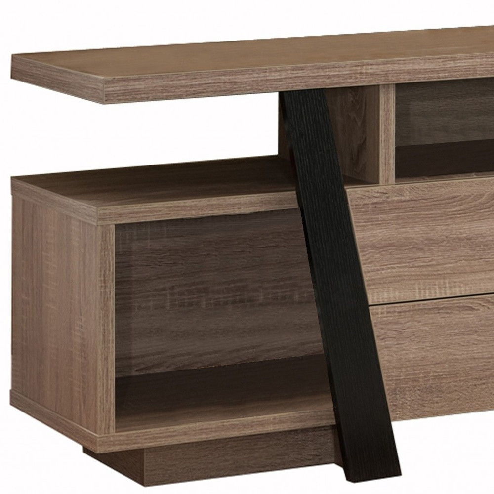 Particle Board And Cabinet Enclosed Storage TV Stand - Brown / Black