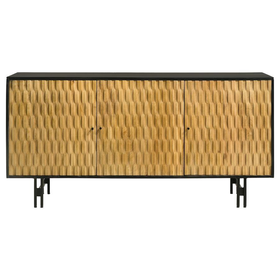 Aminah - 3 Door Wood Accent Cabinet - Natural And Black