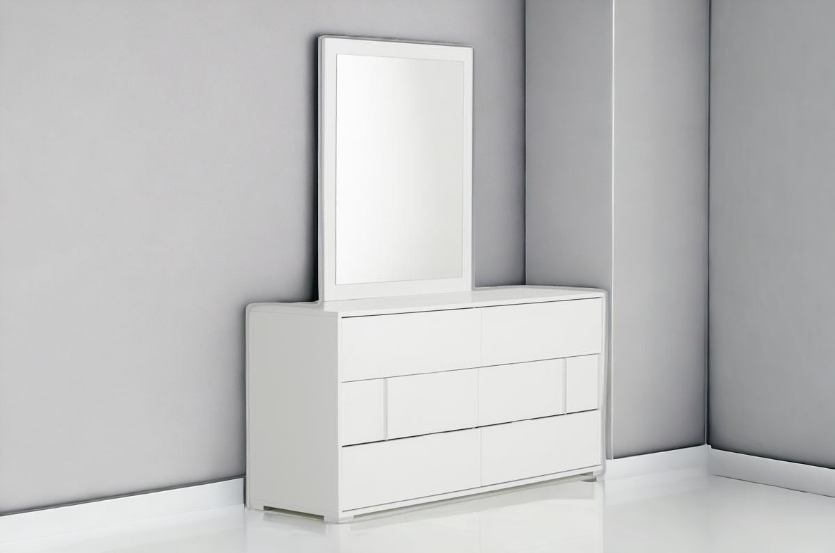 Six Drawer, Double Dresser - White