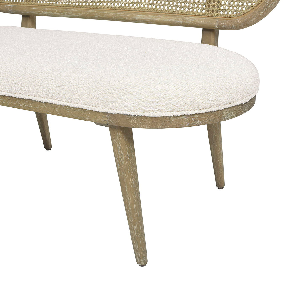 Havana - Cane Upholstered Bench Settee - Ivory White by Jennifer Taylor Home | Bel Furniture