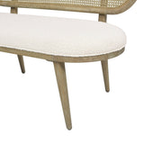 Havana - Cane Upholstered Bench Settee - Ivory White by Jennifer Taylor Home | Bel Furniture