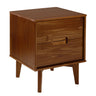 Mid-Century Modern 2 Drawer Solid Wood Nighstand With Cutout Handles Dark Brown by Walker Edison | Bel Furniture