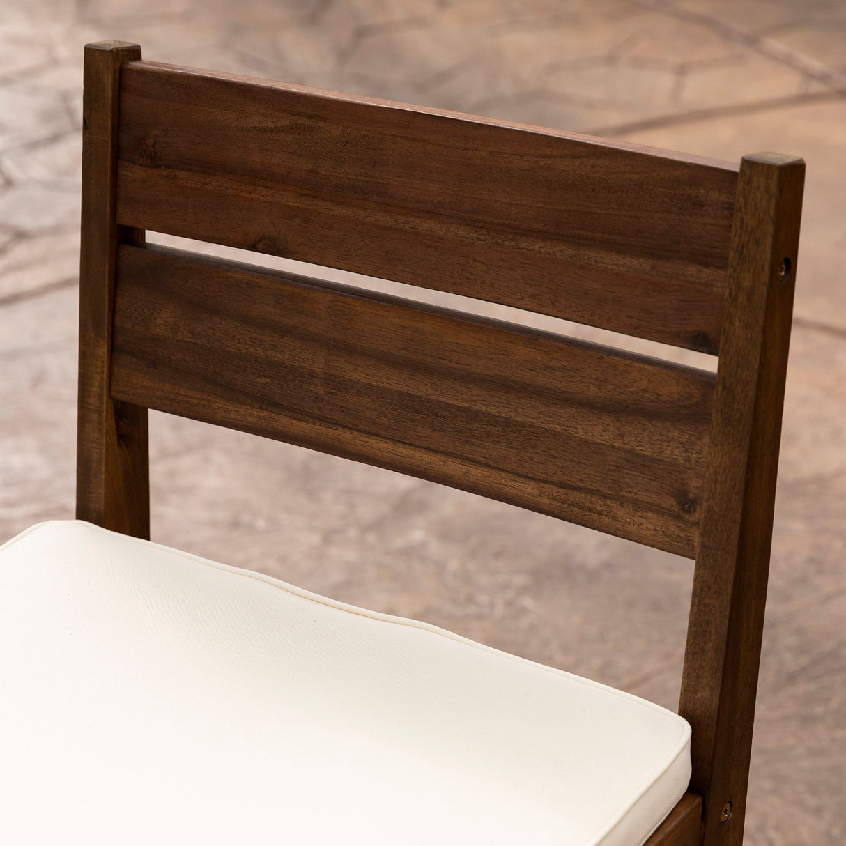 Modern 2 Piece Solid Acacia Wood Counter Stools With Cushion - Dark Brown by Walker Edison | Bel Furniture